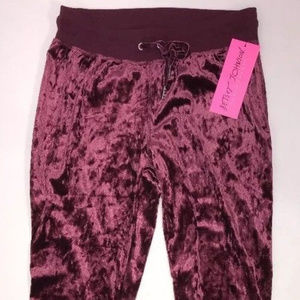 Betsey Johnson Performance Pants Burgundy Velour